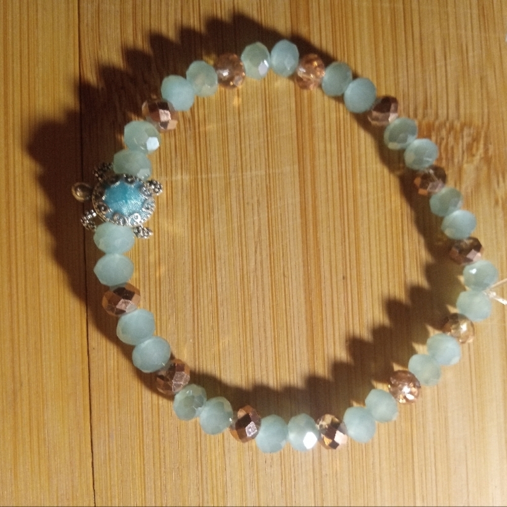 Beaded Bracelet with Turtle Charm